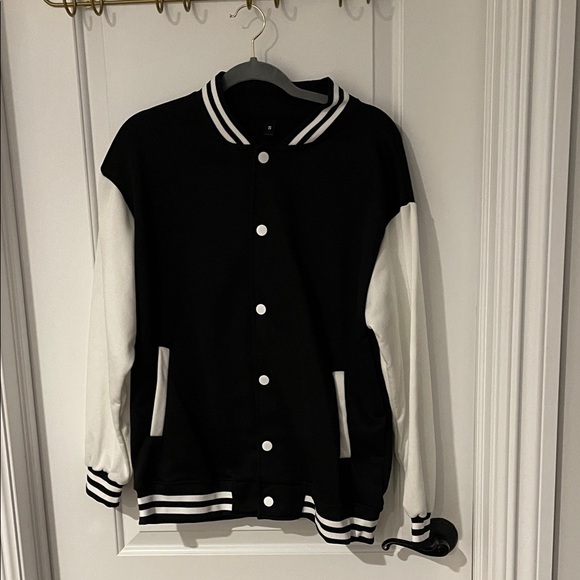 don’t know Jackets & Blazers - Classic Black and White Varsity Jacket